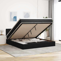 Estrutura de cama otomana com colchão 160x200 cm veludo preto