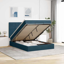 Estrutura cama otomana colchões 140x190 cm veludo azul escuro