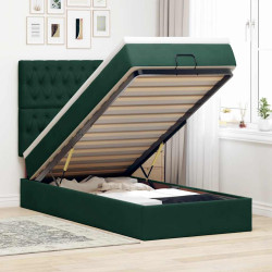 Estrutura cama otomana colchões 80x200cm veludo verde escuro