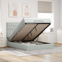 Estrutura de cama otomana com colchões 140x190cm cinzento claro
