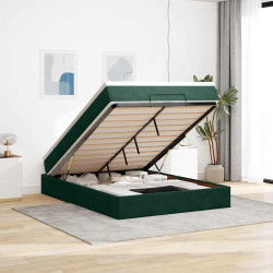 Estrutura de cama otomana com colchão 140x190cm verde escuro