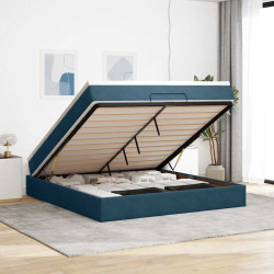 Estrutura de cama otomana com colchão 160x200 cm azul escuro