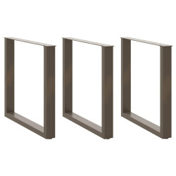 Pés para mesa de jantar em formato de u, 3 peças, aço natural, 80x(72-73) cm, aço