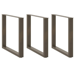 Pés para mesa de jantar em formato de u, 3 peças, aço natural, 90x(72-73) cm, aço