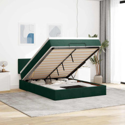 Estrutura de cama otomana com colchão 140x190cm verde escuro