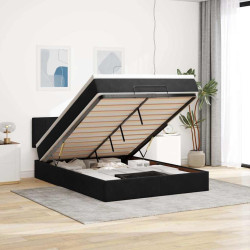 Estrutura de cama otomana com colchão 140x190 cm veludo preto