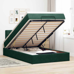 Cama otomana com colchão & leds 120x190cm veludo verde-escuro
