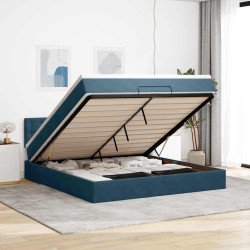 Estrutura de cama otomana com colchão 180x200 cm azul escuro