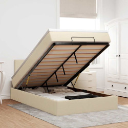 Estrutura de cama otomana com colchão tecido creme 120x200cm