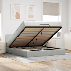 Estrutura de cama otomana com colchão 180x200 cm cinzento claro