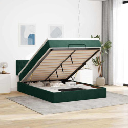 Estrutura de cama otomana com colchão 140x190cm verde escuro
