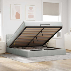 Estrutura de cama otomana com colchão 160x200 cm cinzento claro