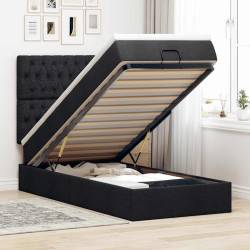 Cama otomana com colchão 90x200 cm tecido preto
