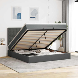 Estrutura de cama otomana com colchão 180x200cm cinzento escuro