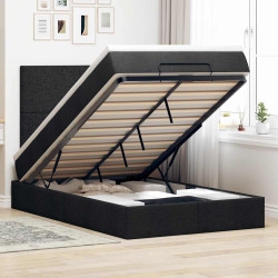 Estrutura de cama otomana com colchão preto 120x190 cm tecido