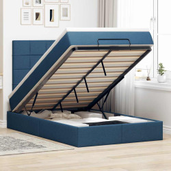 Estrutura de cama otomana com colchão 120x190 cm tecido azul