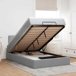 Cama otomana com colchão 120x200 cm tecido cinzento claro