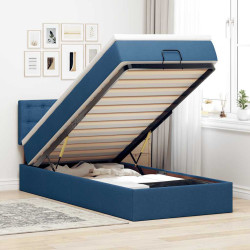 Cama otomana com colchão 90x200 cm tecido azul