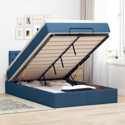 Cama otomana com colchão 120x200 cm tecido azul