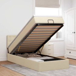 Cama otomana com colchão 90x200 cm tecido creme