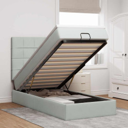 Estrutura cama otomana colchões 90x190 cm veludo cinzento claro