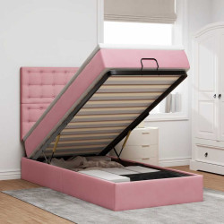 Moldura de cama otomana com colchões rosa 100x200cm veludo