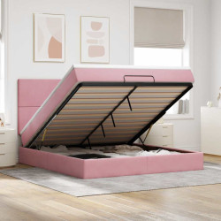 Estrutura de cama otomana com colchões 180x200 cm veludo rosa