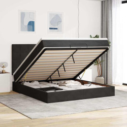Estrutura de cama otomana com colchões 180x200cm veludo preto