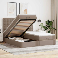 Cama otomana com colchões & leds 180x200 cm couro artificial