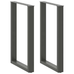 Pés para mesa de bar em formato de u 2 peças antracite 60x(90-91) cm aço