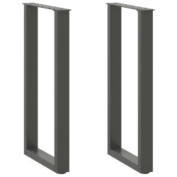 Pés de mesa de console em forma de u, 2 peças, antracite, 38x(72-73) cm, aço