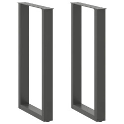 Pés para mesa de bar em formato de u, 2 peças, antracite, 40x(90-91) cm, aço