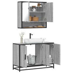 2 Pcs conjunto móveis wc derivados de madeira sonoma cinza