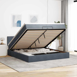 Estrutura de cama otomana com colchão 200x200cm cinzento escuro