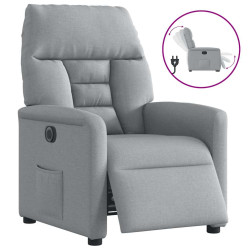 Poltrona reclinável elétrica tecido cinzento-claro