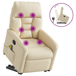 Poltrona elevatória de massagens tecido cor creme
