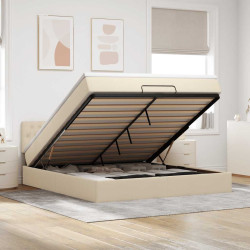 Estrutura de cama otomana com creme de colchão 180x200cm tecido