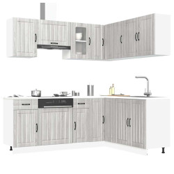 11 Peças armário de cozinha conjunto kalmar cinza sonoma
