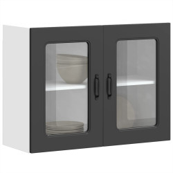 Armário de parede de cozinha porta vidro kalmar preto