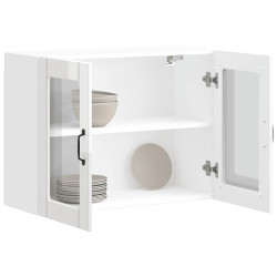 Armário parede de cozinha porta vidro lucca branco brilhante