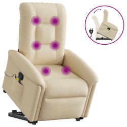 Poltrona elevatória de massagens tecido cor creme