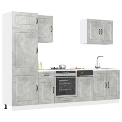 7 Peças armário de cozinha conjunto kalmar cinzento cimento