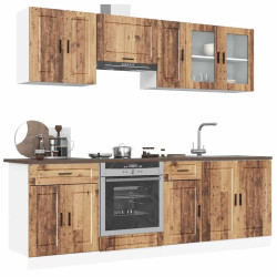 8 Peças armário de cozinha conjunto kalmar madeira velha