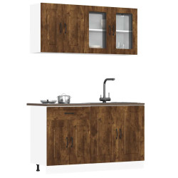 4 Peças armário de cozinha conjunto kalmar carvalho fumado