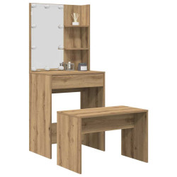 Conjunto penteadeiracom LED deriv. madeira carvalho artisiano