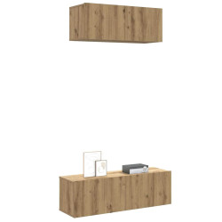 Conjunto de armário TV parede 2 pcs madeira carvalho artisiano