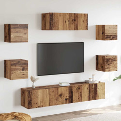 Conjunto de armário TV de parede 5 pcs madeira velha