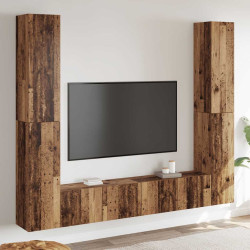 Armários de TV montados na parede 6 pcs madeira velha