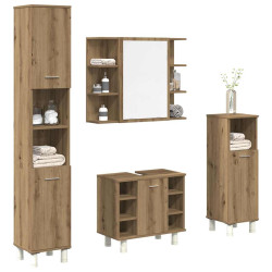 4 Pcs móveis de casa de banho deriv. madeira carvalho artisiano