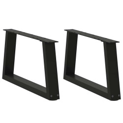 Pés para mesa de centro em v, 2 peças, preto, 60x(30-31,3) cm, aço